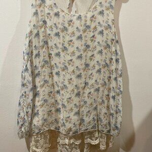 Elaena Baldi Womens Tank Top Floral Crochet Size Small